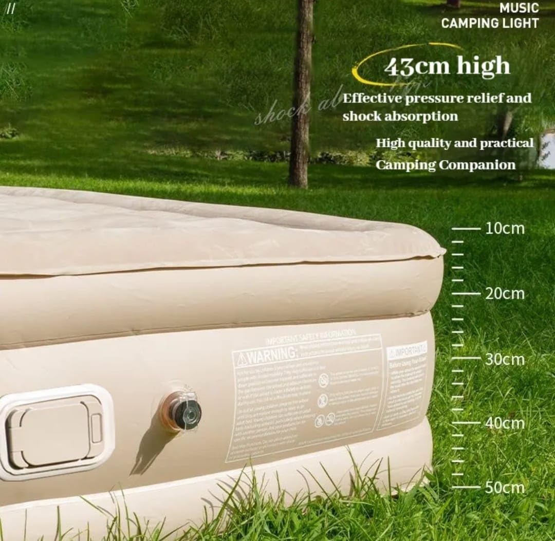 WTEZ Single Inflatable Bed with Air Pump | Portable Air Mattress for Camping, Travel & Guest Use | Waterproof Puncture-Resistant PVC | Single Size Airbed for Home & Outdoor (198 x 100 x 40 CM)