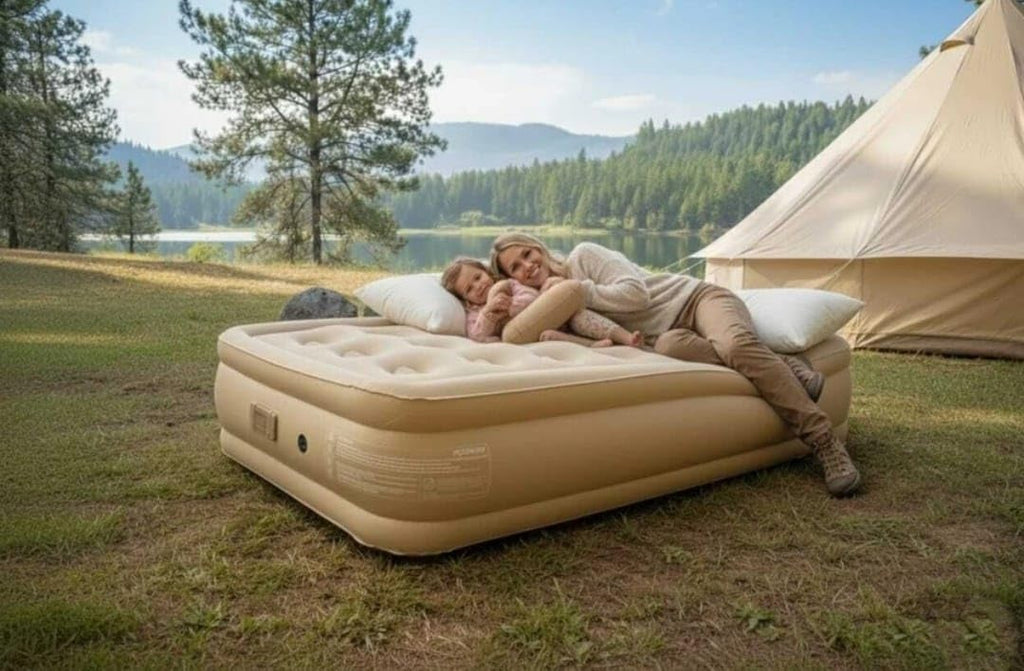 WTEZ Single Inflatable Bed with Air Pump | Portable Air Mattress for Camping, Travel & Guest Use | Waterproof Puncture-Resistant PVC | Single Size Airbed for Home & Outdoor (198 x 100 x 40 CM)