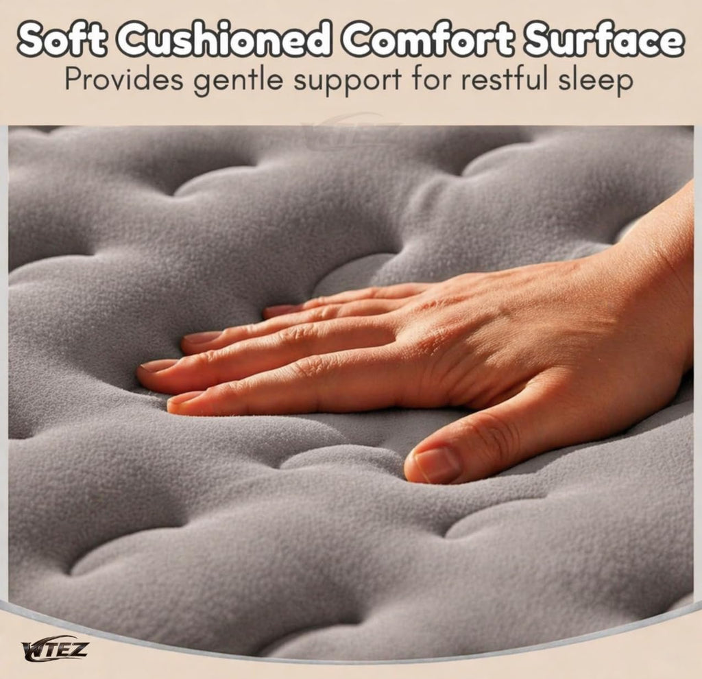 "WTEZ Inflatable Air Mattress with Built-in Electric Pump – Queen Size Double Bed (200x150x40cm), Waterproof & Puncture-Resistant, 300kg Capacity, Portable Foldable Air Bed with Comfort Coil Support, for Home, Guests & Camping (Color Gray)
