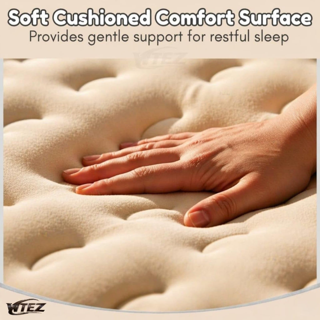 WTEZ Inflatable Air Mattress with Built-in Electric Pump – Queen Size Double Bed (200x150x40cm), Waterproof & Puncture-Resistant, 300kg Capacity, Portable Foldable Air Bed with Comfort Coil Support, for Home, Guests & Camping (Color Beige)